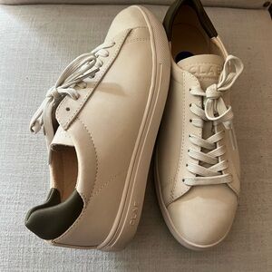 Never worn Clae Cream Minimalist Sneakers with Leather Upper